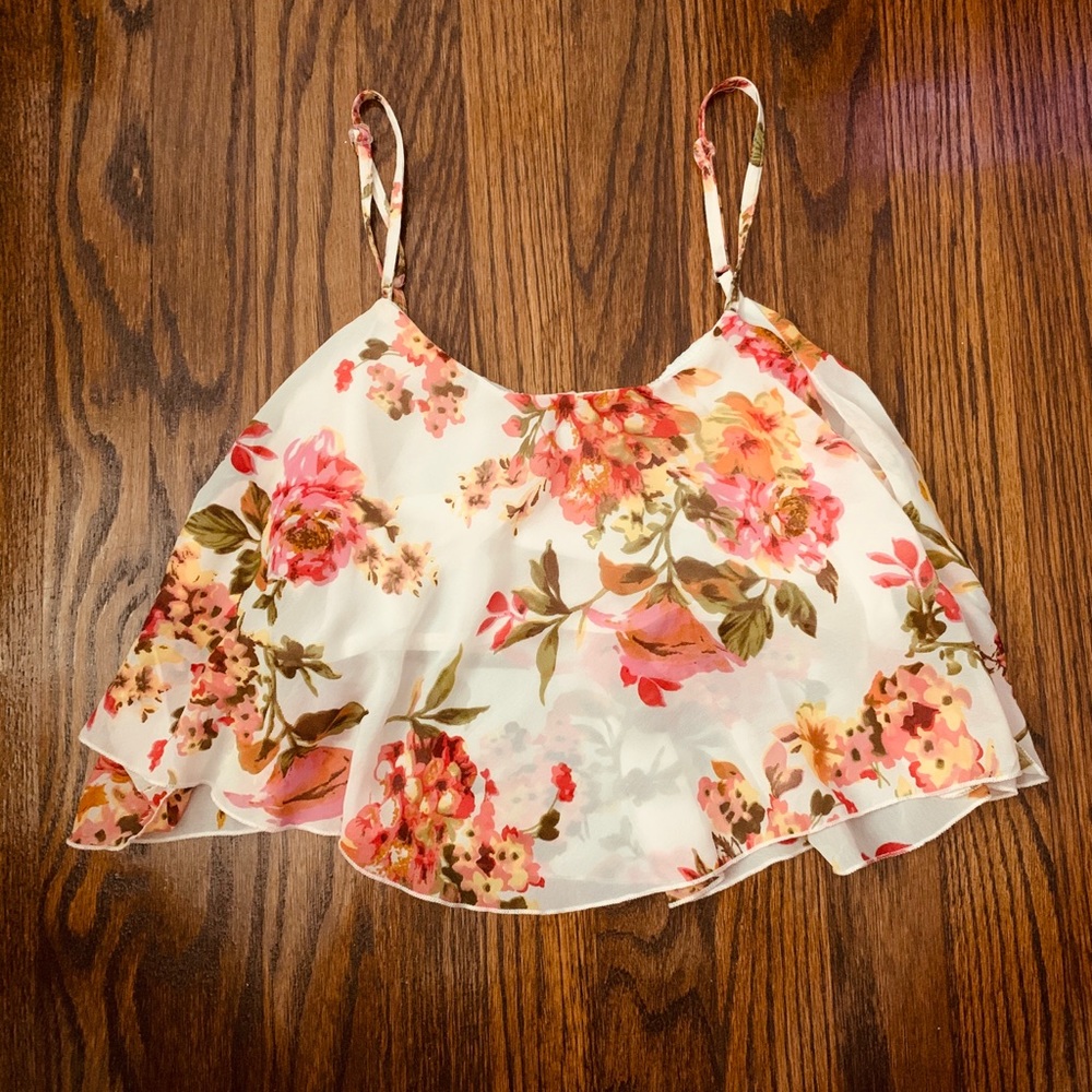 Cropped blouse (floral pattern)